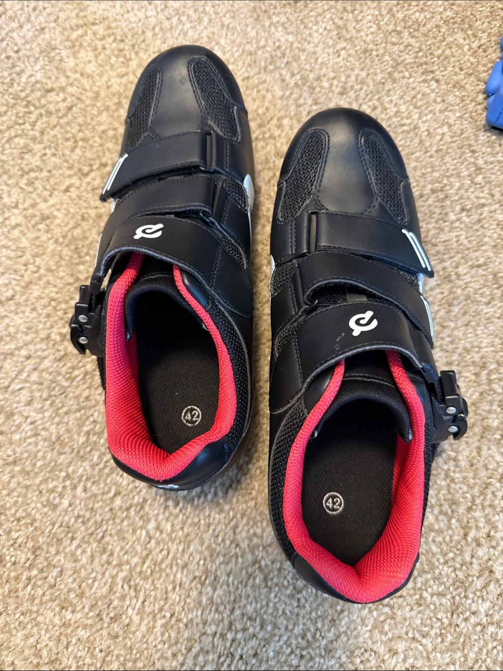Cycling Cleat Shoes - Black with Red Lining